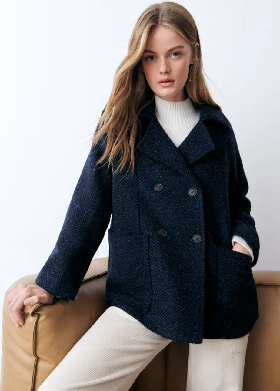 Mujer Brownie Spain Abrigos Y Chaquetas-Abrigo Cruzado Jaspeado Con Bolsillos