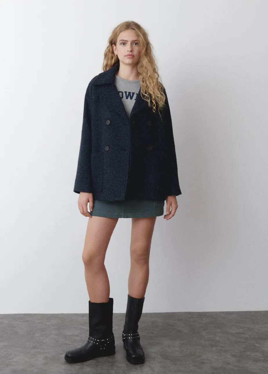 Mujer Brownie Spain Abrigos Y Chaquetas-Abrigo Cruzado Jaspeado Con Bolsillos