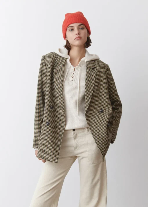 Mujer Brownie Spain Abrigos Y Chaquetas-Americana Cruzada Pata De Gallo Con Lana