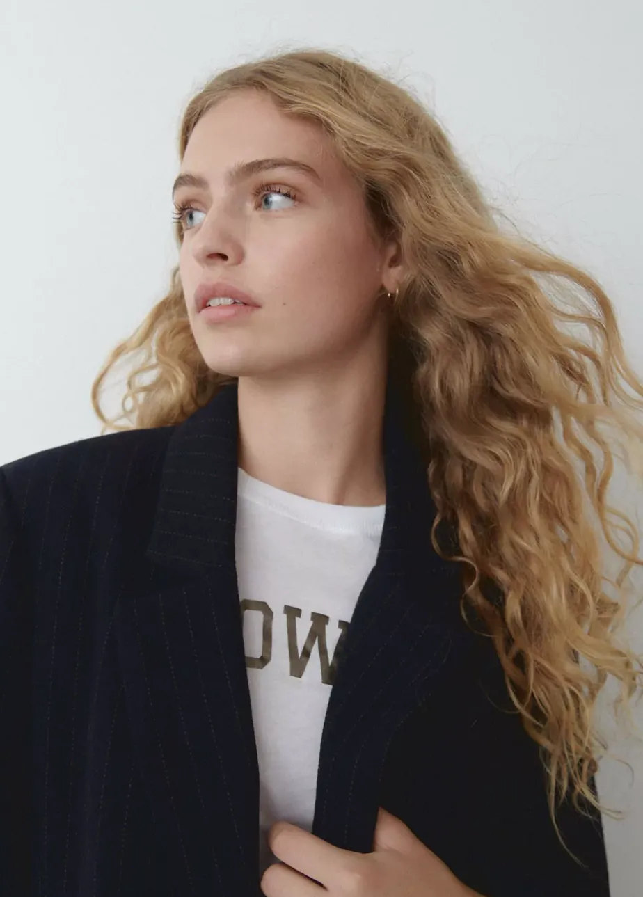 Mujer Brownie Spain Abrigos Y Chaquetas-Americana Oversize Raya Con Lana