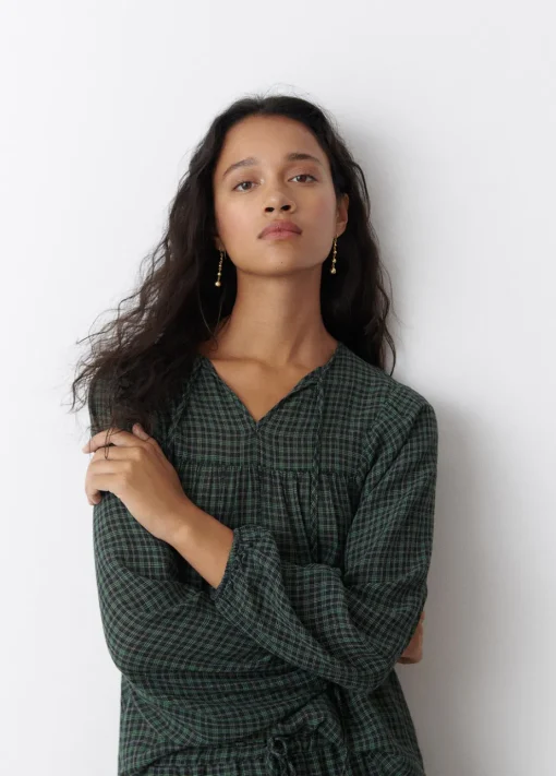Mujer Brownie Spain Camisas Y Blusas-Blusa Cuadros Escote Cuadrado