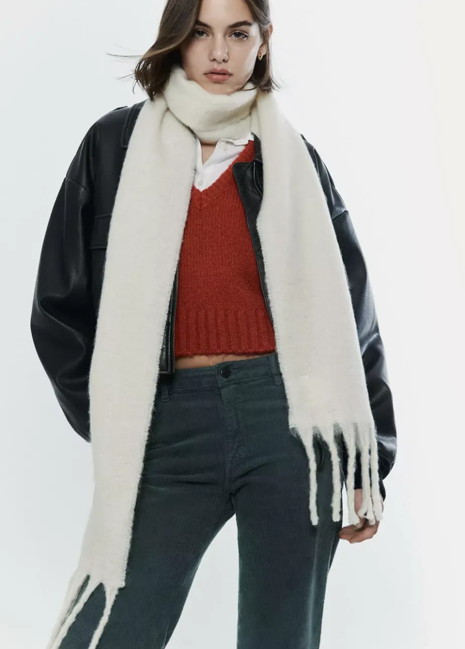 Mujer Brownie Spain Otros Accesorios-Bufanda Gruesa Estrecha Lisa Flecos