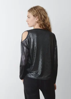 Mujer Brownie Spain Camisetas-Camiseta Apertura Hombros Brillo