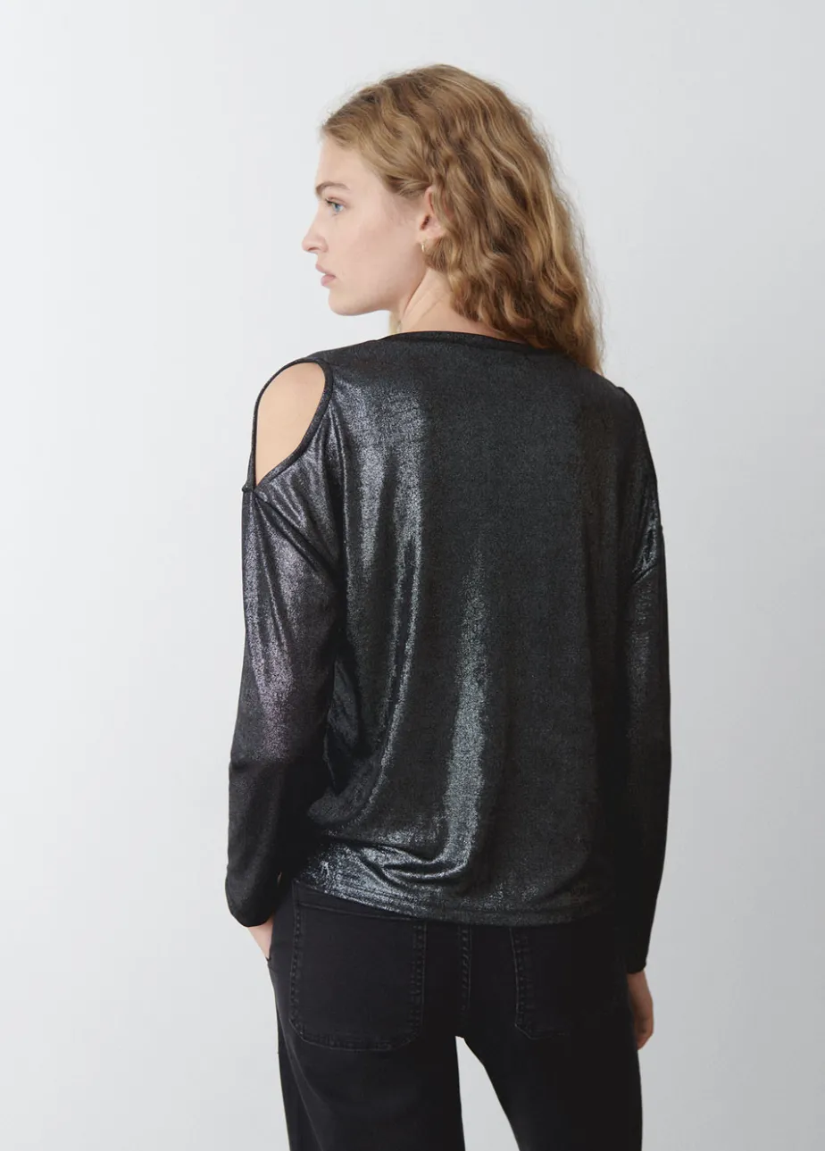 Mujer Brownie Spain Camisetas-Camiseta Apertura Hombros Brillo