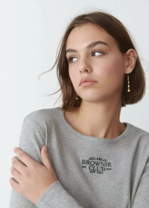 Mujer Brownie Spain Camisetas-Camiseta Baby Tee Manga Larga