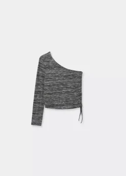 Mujer Brownie Spain Camisetas-Camiseta Manga Larga Asimetrica Frunce