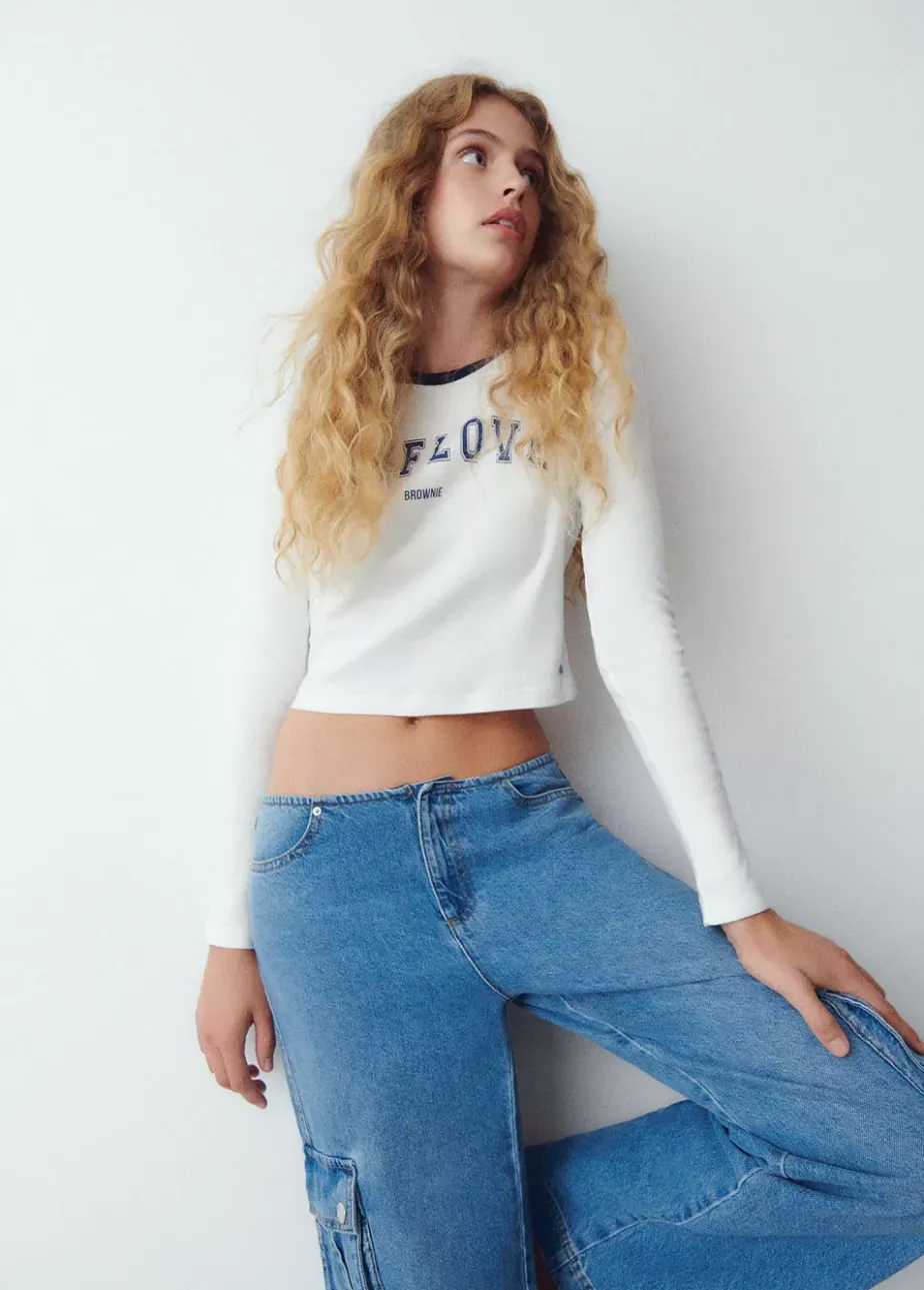 Mujer Brownie Spain Camisetas-Camiseta Manga Larga Contraste