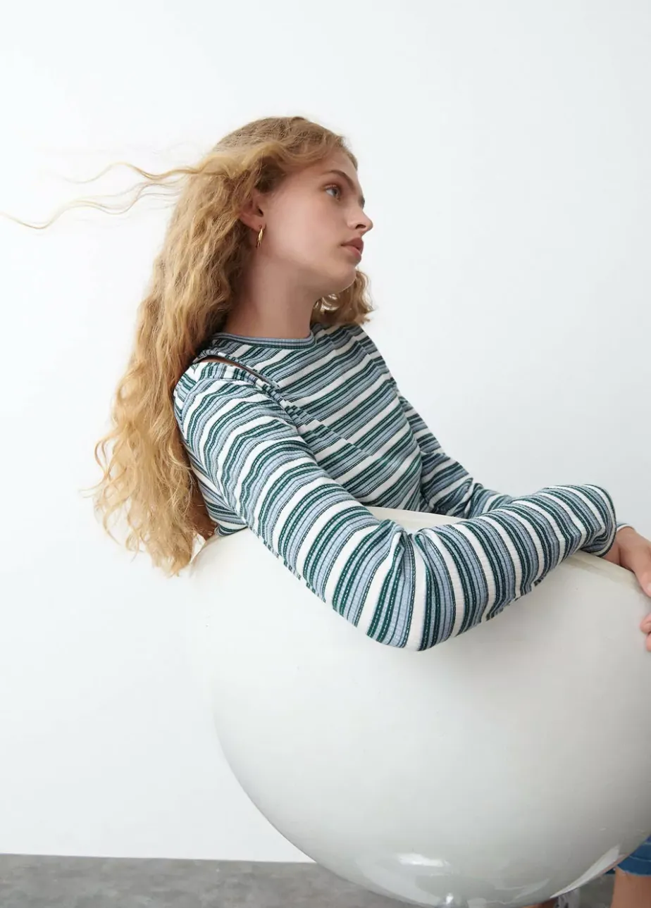 Mujer Brownie Spain Camisetas-Camiseta Rayas Cut Out