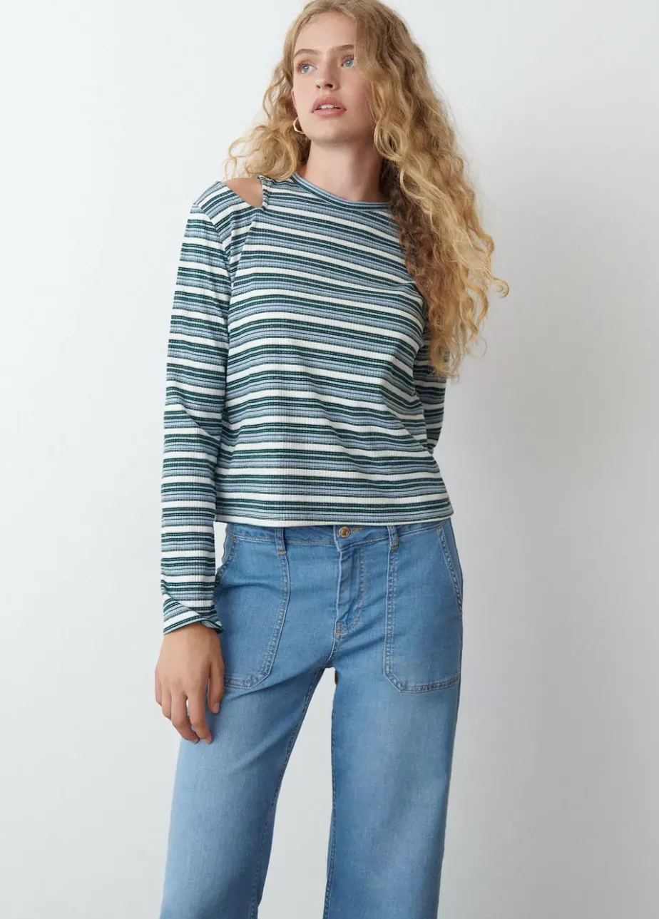 Mujer Brownie Spain Camisetas-Camiseta Rayas Cut Out