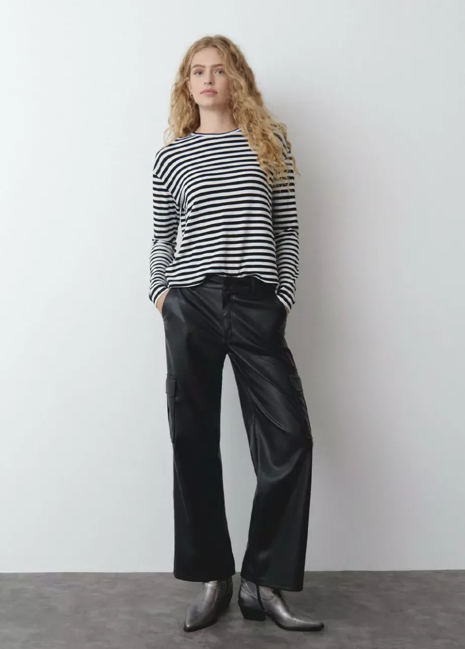 Mujer Brownie Spain Camisetas-Camiseta Rayas Cut Out Hombros