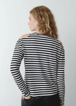 Mujer Brownie Spain Camisetas-Camiseta Rayas Cut Out Hombros