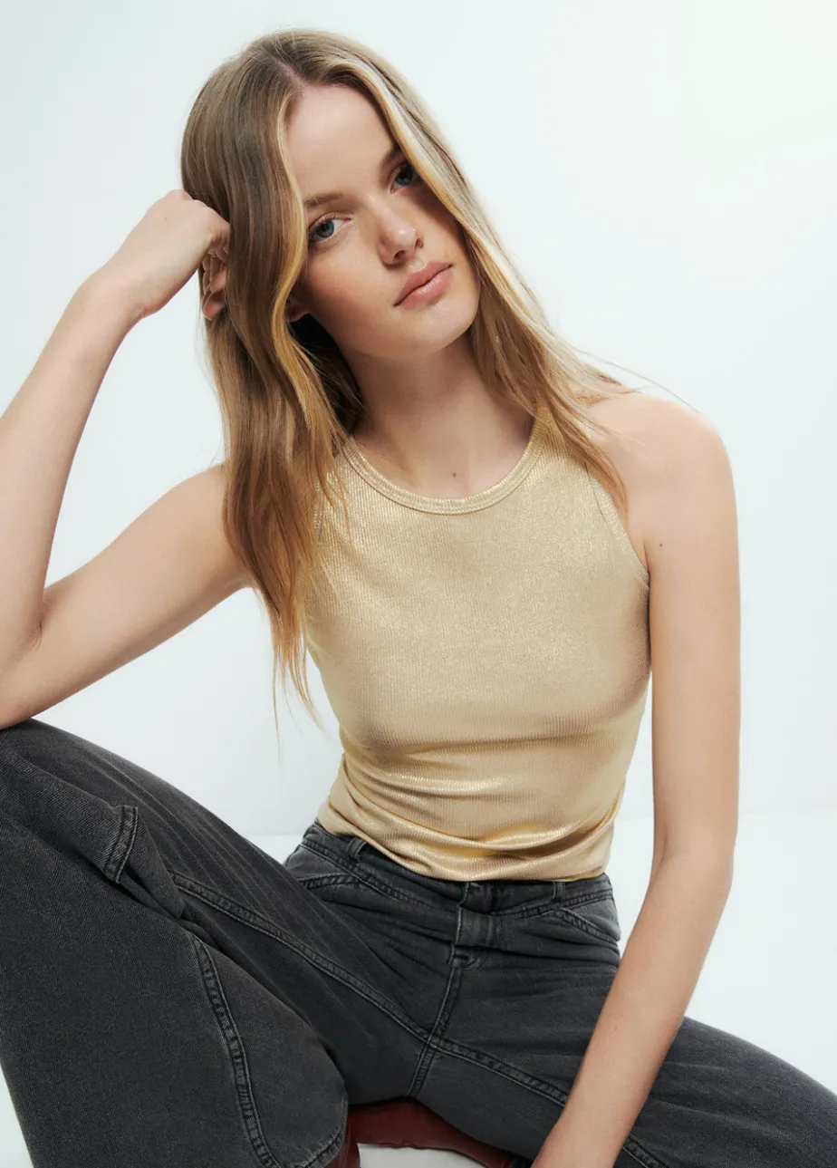 Mujer Brownie Spain Camisetas-Camiseta Tirantes Rib Foil