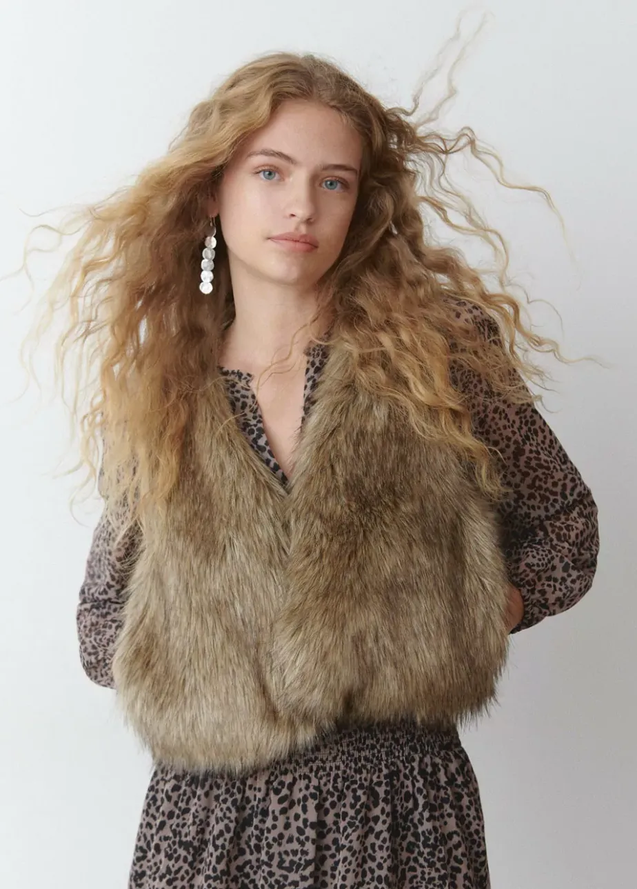 Mujer Brownie Spain Abrigos Y Chaquetas-Chaleco Cropped Efecto Pelo