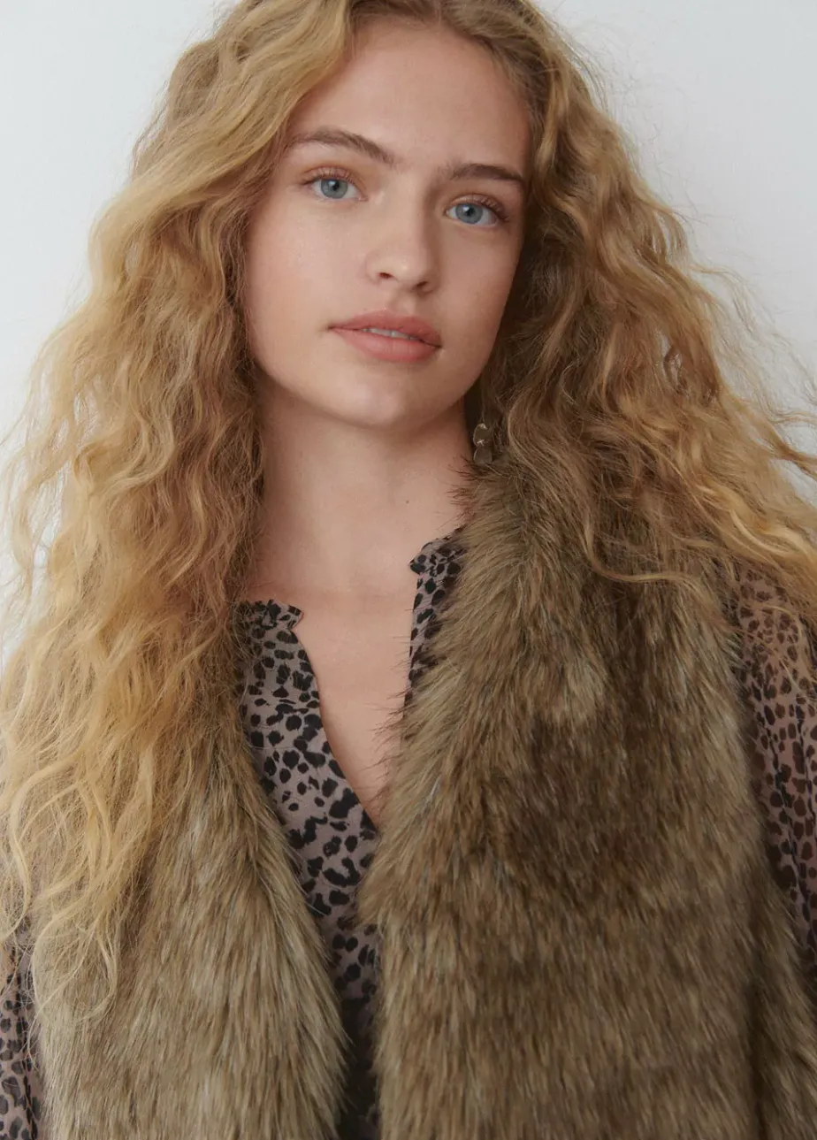 Mujer Brownie Spain Abrigos Y Chaquetas-Chaleco Cropped Efecto Pelo