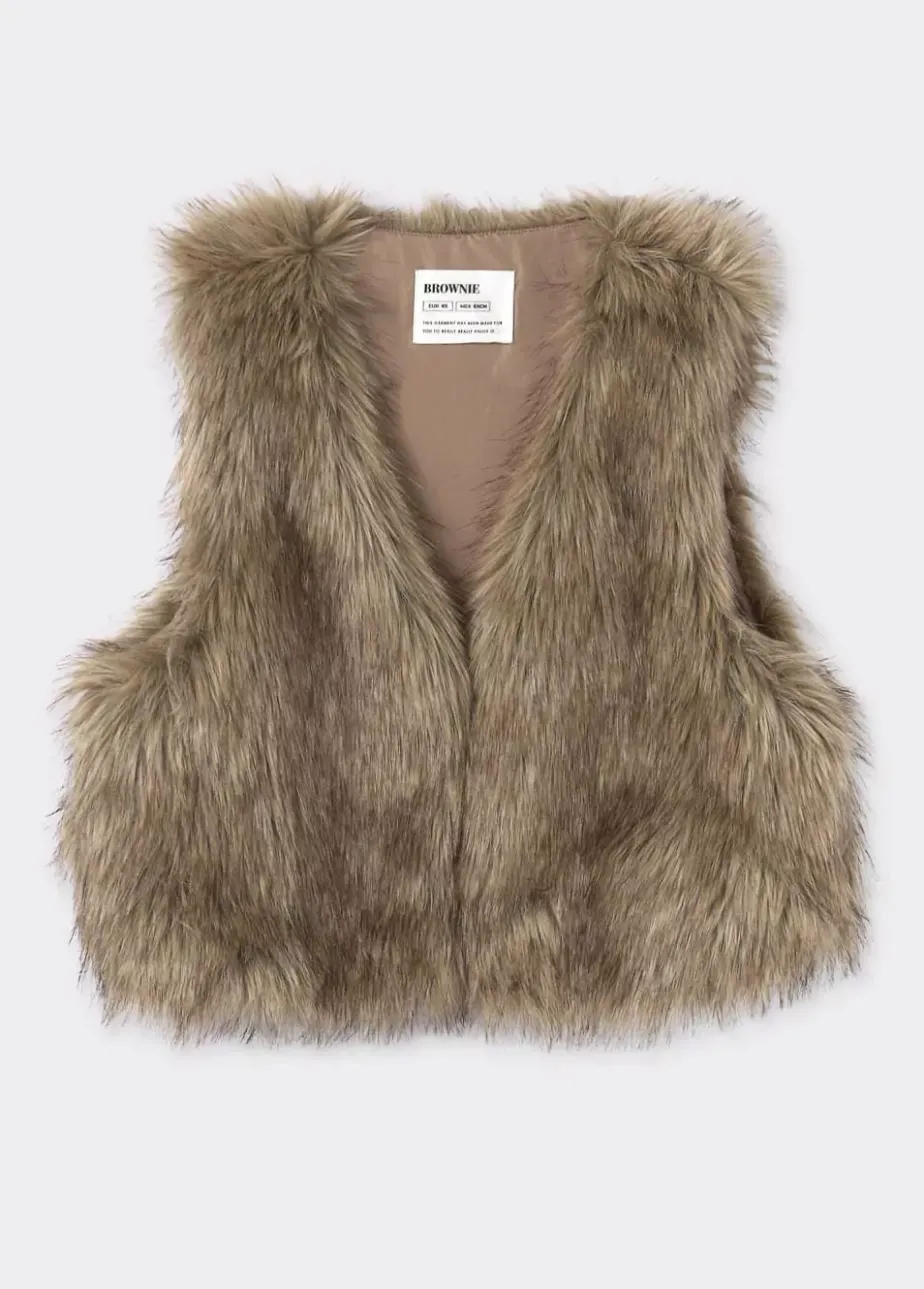 Mujer Brownie Spain Abrigos Y Chaquetas-Chaleco Cropped Efecto Pelo
