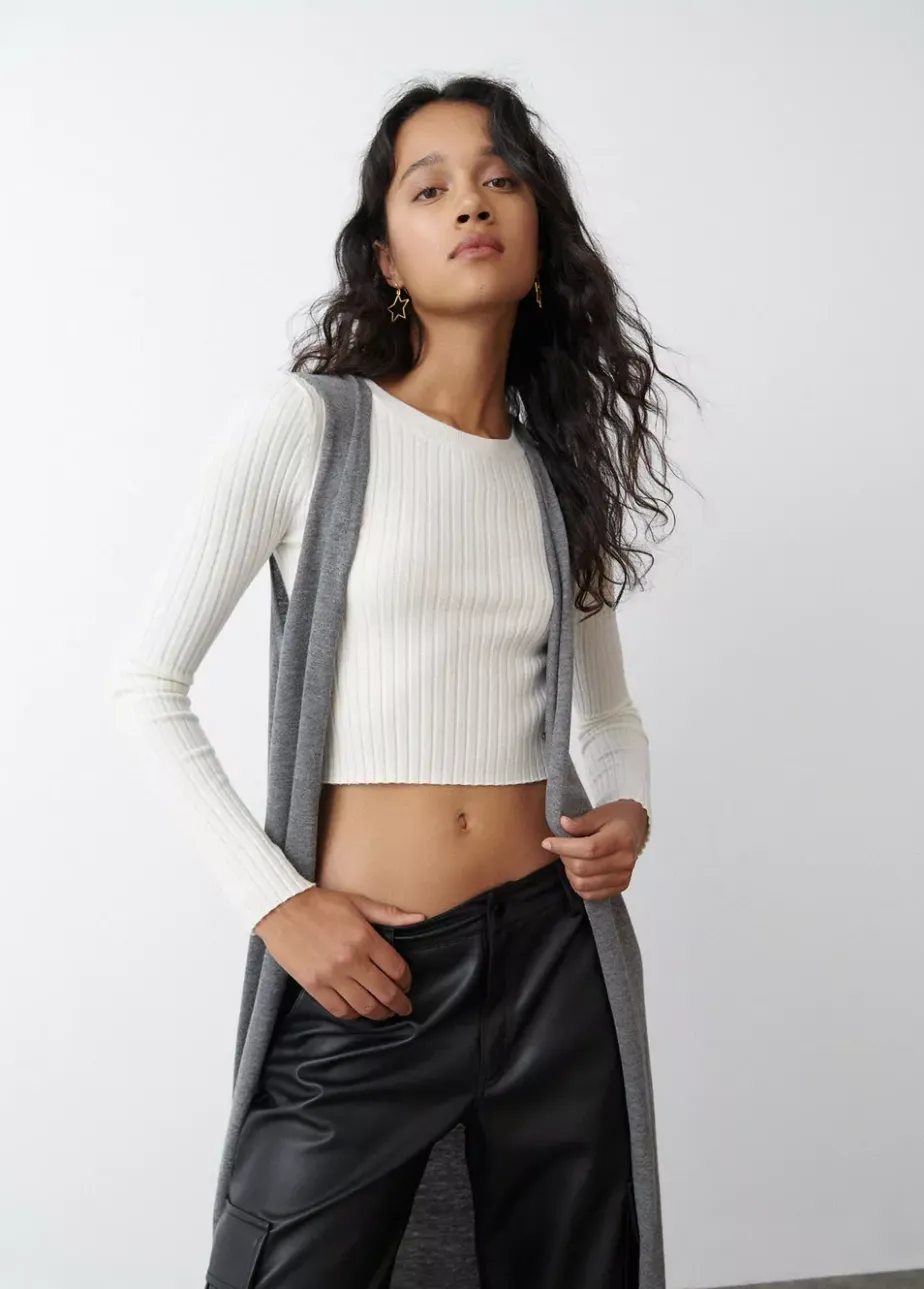 Mujer Brownie Spain Jerséis-Chaleco Largo Punto Liso