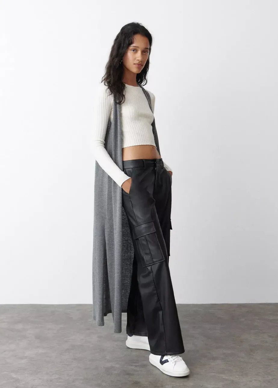 Mujer Brownie Spain Jerséis-Chaleco Largo Punto Liso