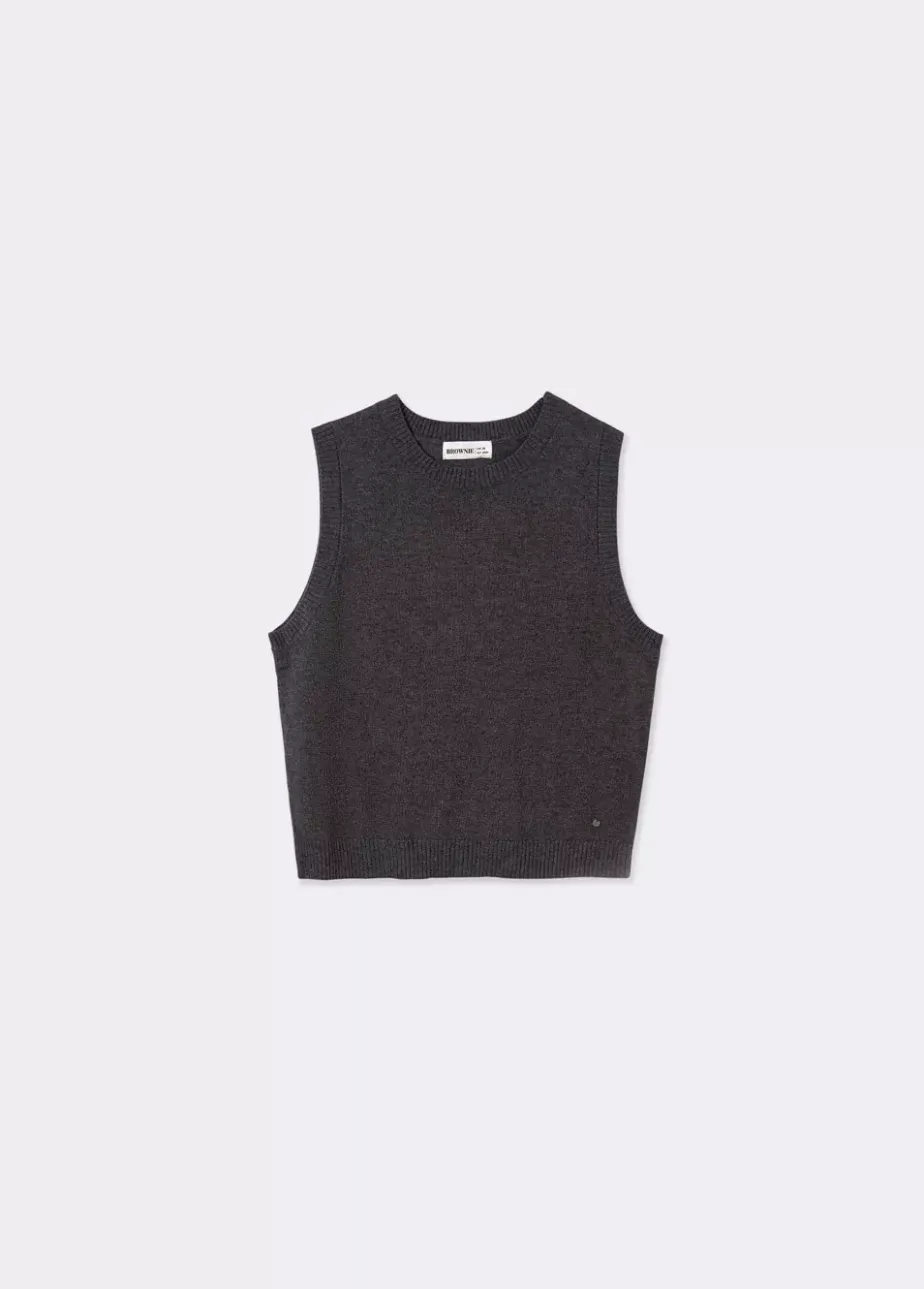 Mujer Brownie Spain Jerséis-Chaleco Punto Fino Cuello Red