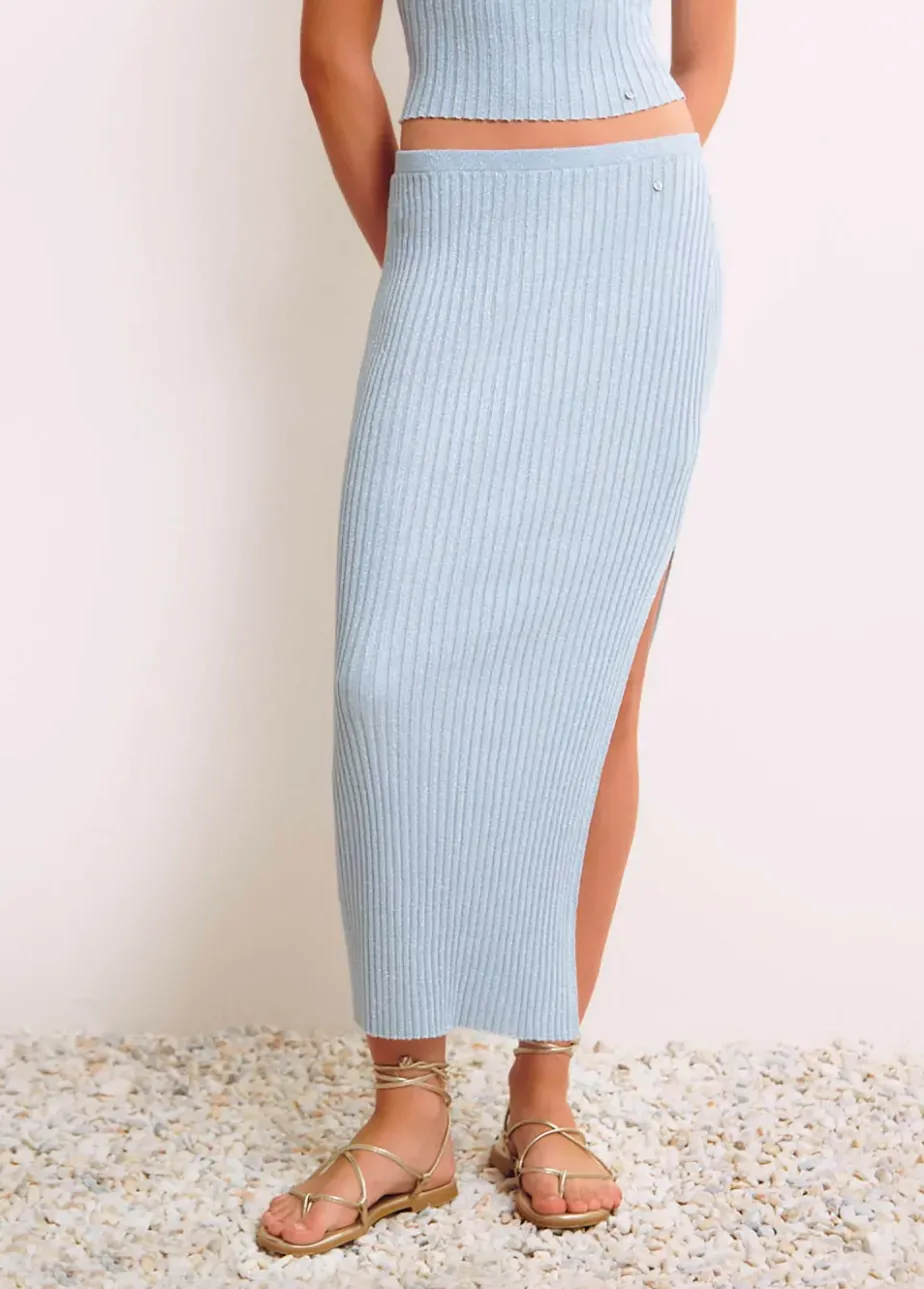 Mujer Brownie Spain Faldas-Falda Calada Punto Hilo Metalizado