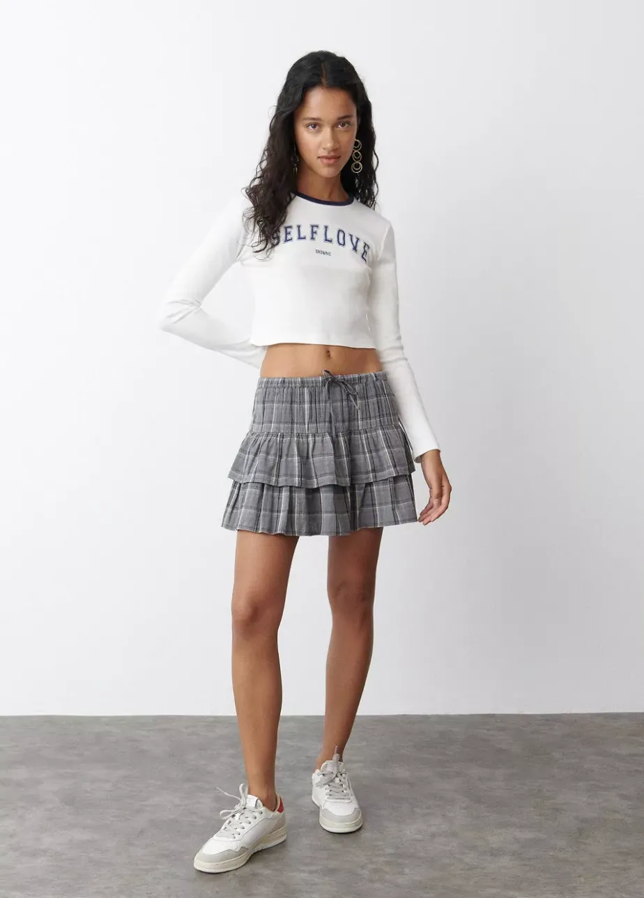 Mujer Brownie Spain Faldas-Falda Cuadros Con Lino