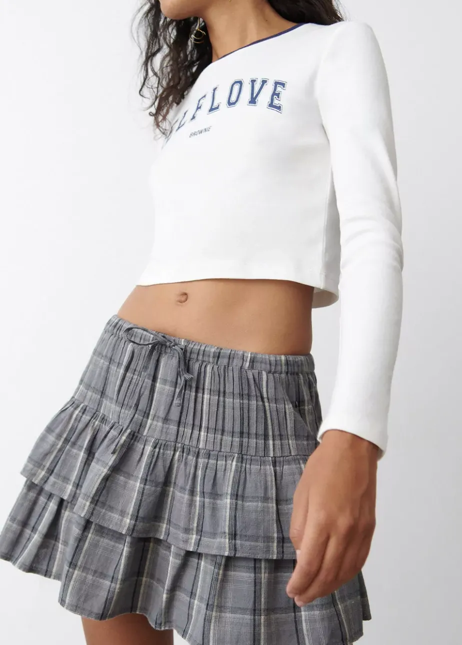 Mujer Brownie Spain Faldas-Falda Cuadros Con Lino