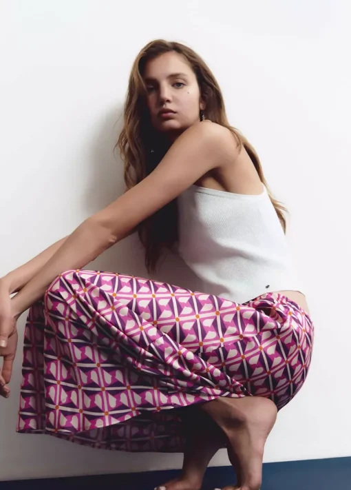 Mujer Brownie Spain Faldas-Falda Midi Estampada Satinada