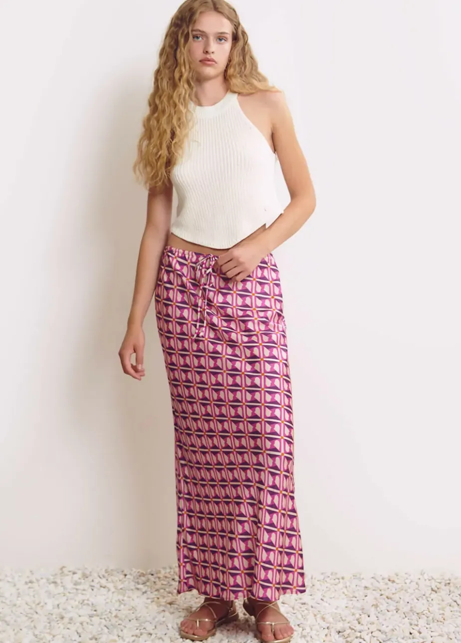 Mujer Brownie Spain Faldas-Falda Midi Estampada Satinada