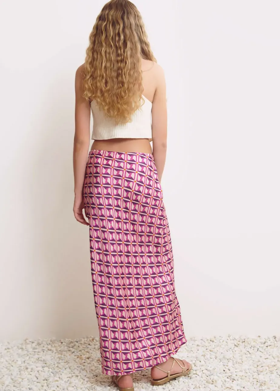 Mujer Brownie Spain Faldas-Falda Midi Estampada Satinada