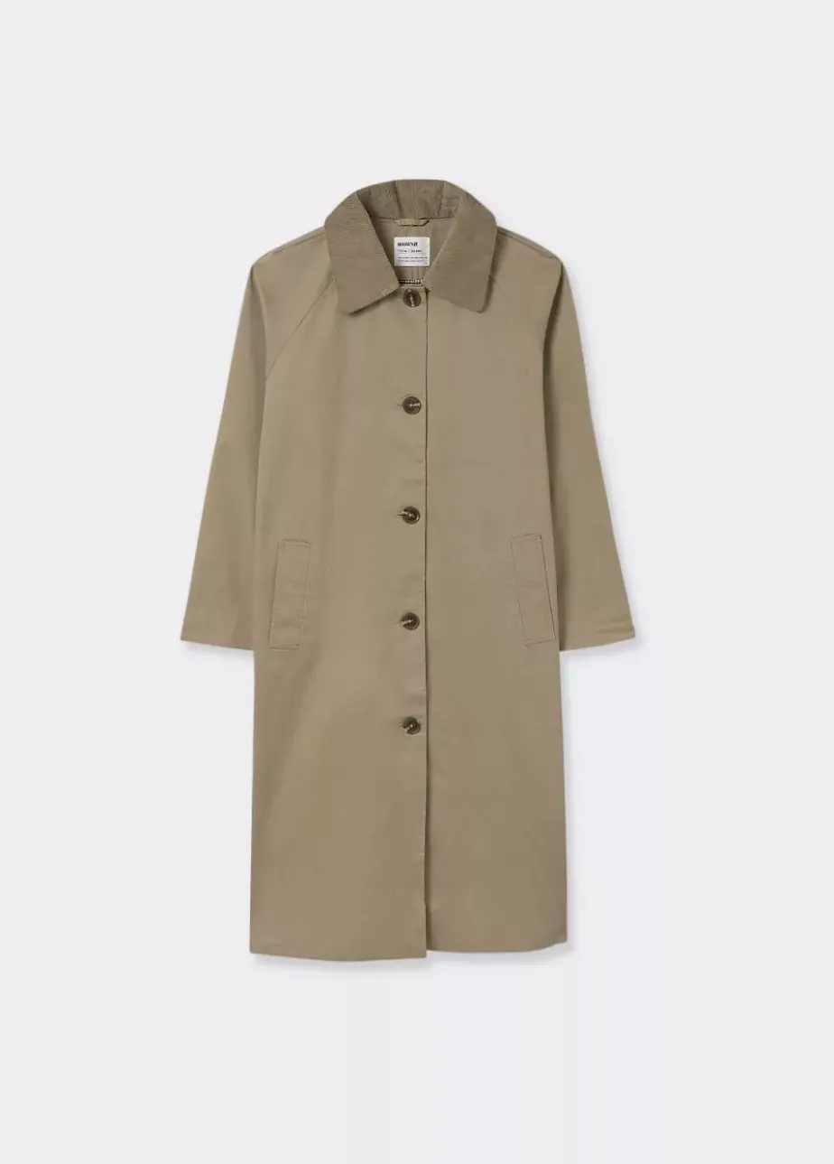 Mujer Brownie Spain Abrigos Y Chaquetas-Gabardina Larga Cuello Pana