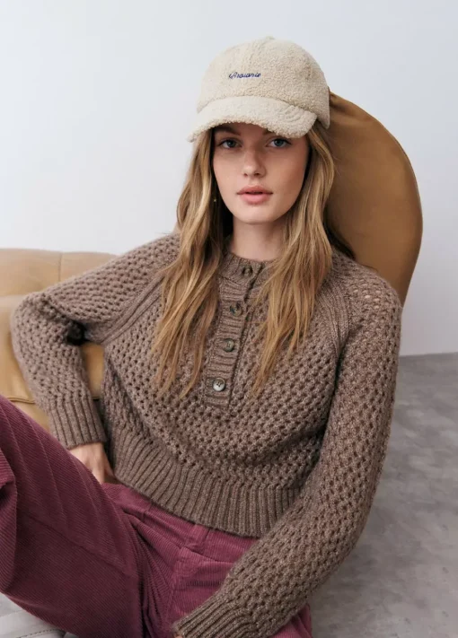 Mujer Brownie Spain Jerséis-Jersey Calado Botones Cuello