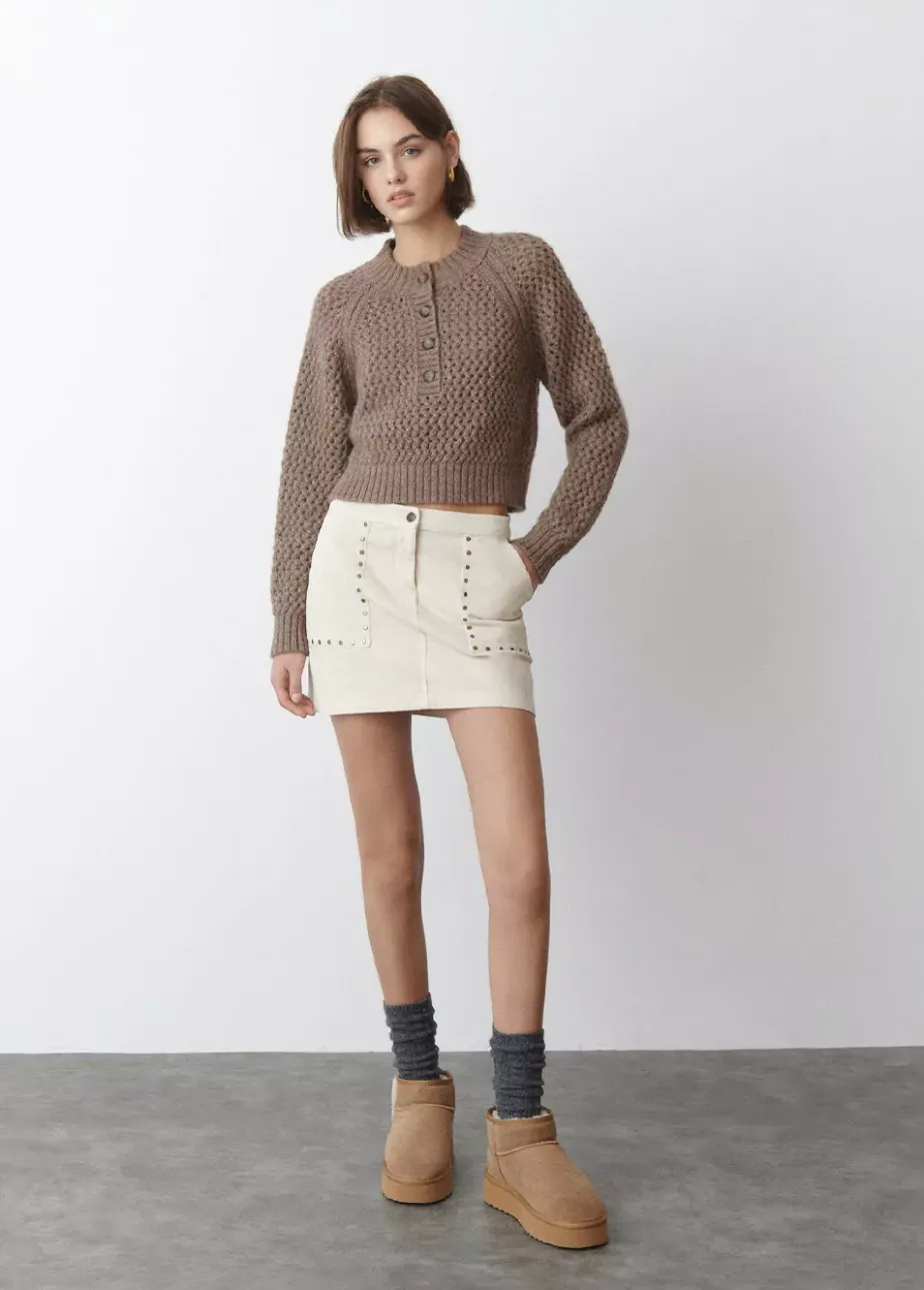 Mujer Brownie Spain Jerséis-Jersey Calado Botones Cuello