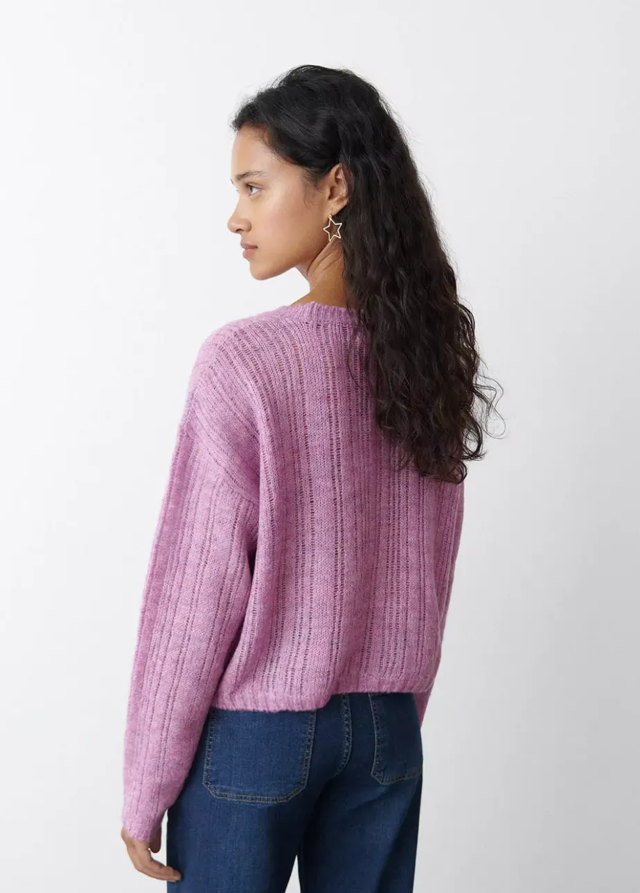 Mujer Brownie Spain Jerséis-Jersey Calado Cuello Redondo Rosa