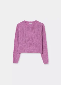 Mujer Brownie Spain Jerséis-Jersey Calado Cuello Redondo Rosa