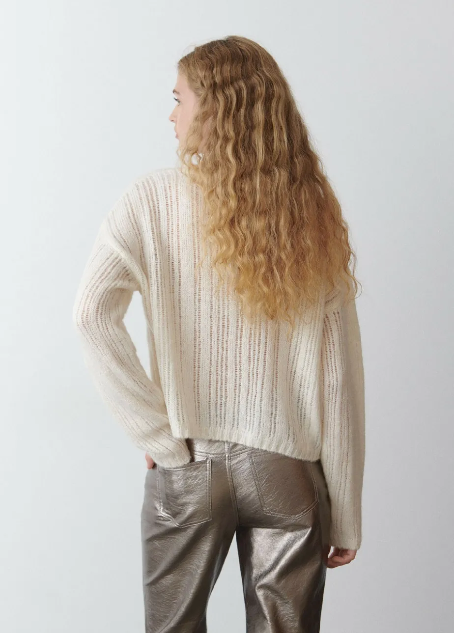 Mujer Brownie Spain Jerséis-Jersey Calado Cuello Redondo Crudo