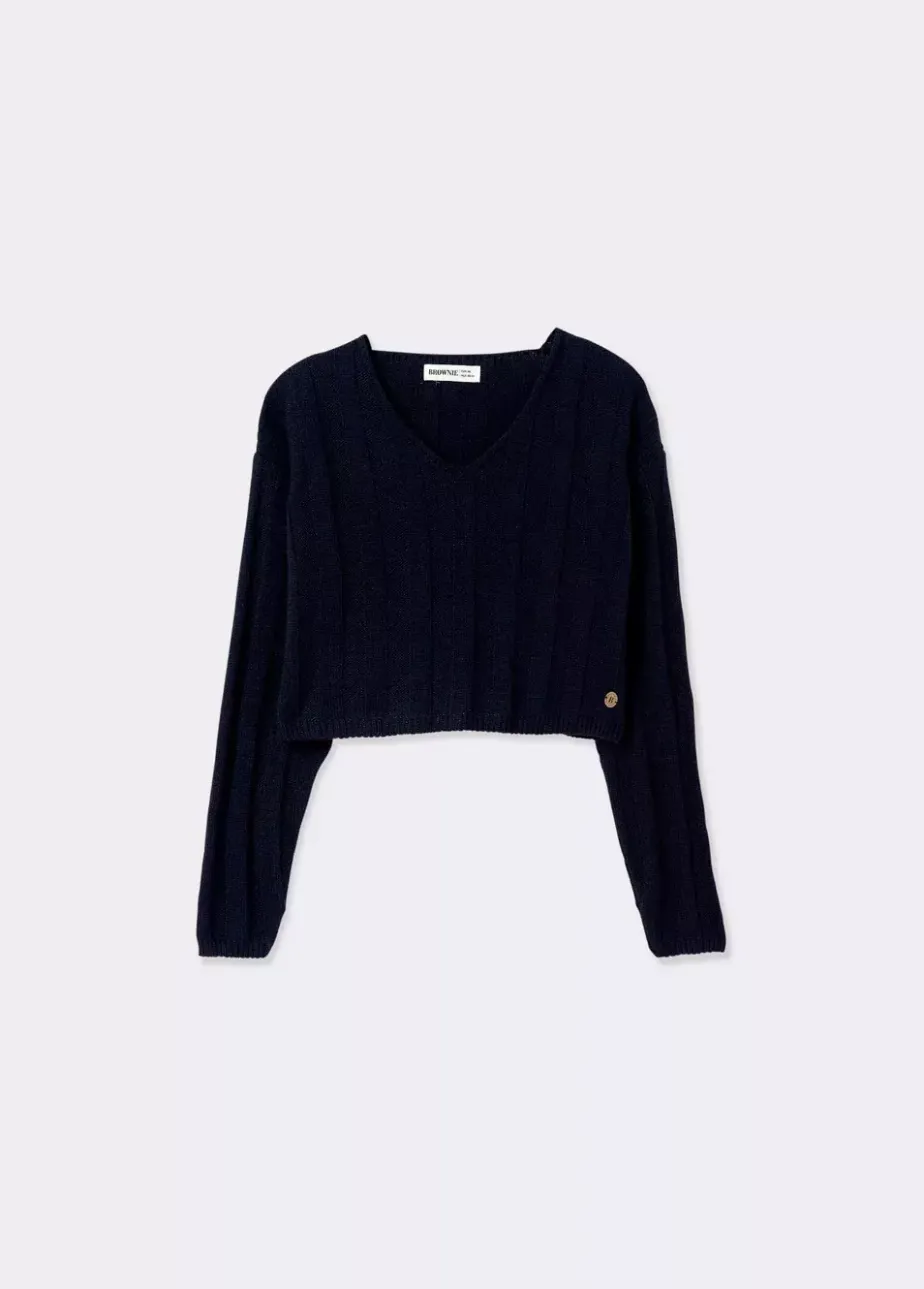 Mujer Brownie Spain Jerséis-Jersey Cropped Cuello Pico