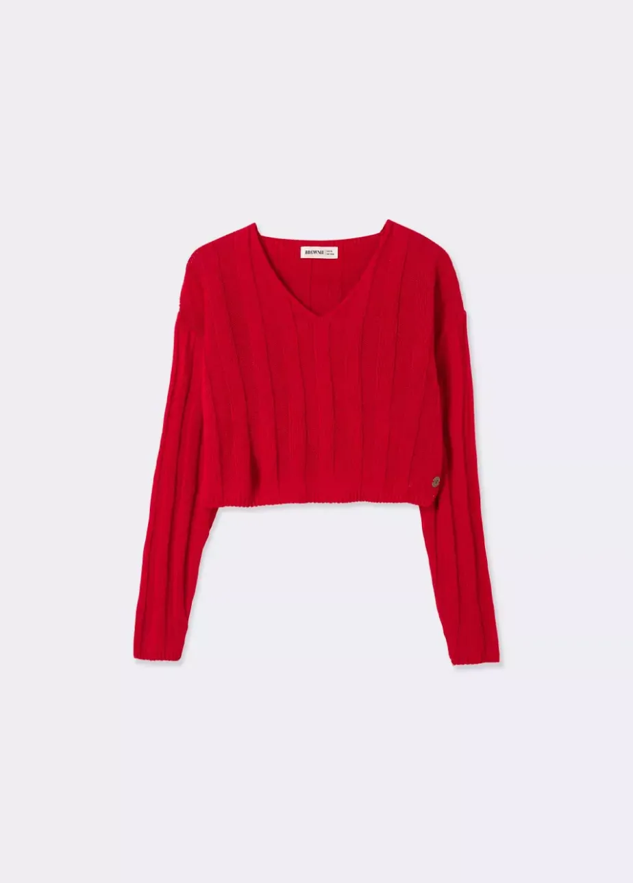 Mujer Brownie Spain Jerséis-Jersey Cropped Cuello Pico