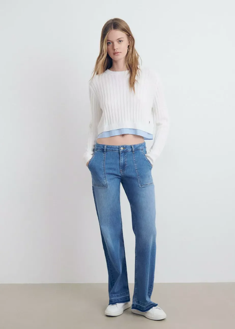 Mujer Brownie Spain Jerséis-Jersey Cropped Detalle Camisa