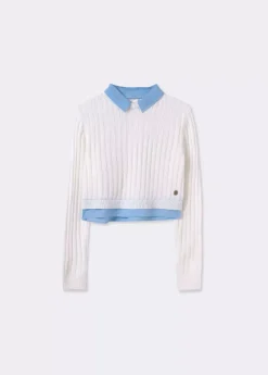 Mujer Brownie Spain Jerséis-Jersey Cropped Detalle Camisa