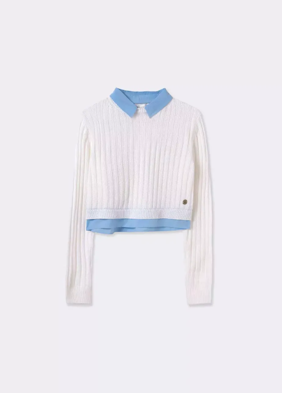 Mujer Brownie Spain Jerséis-Jersey Cropped Detalle Camisa