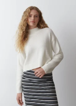 Mujer Brownie Spain Jerséis-Jersey Cuello Alto Cropped Crudo