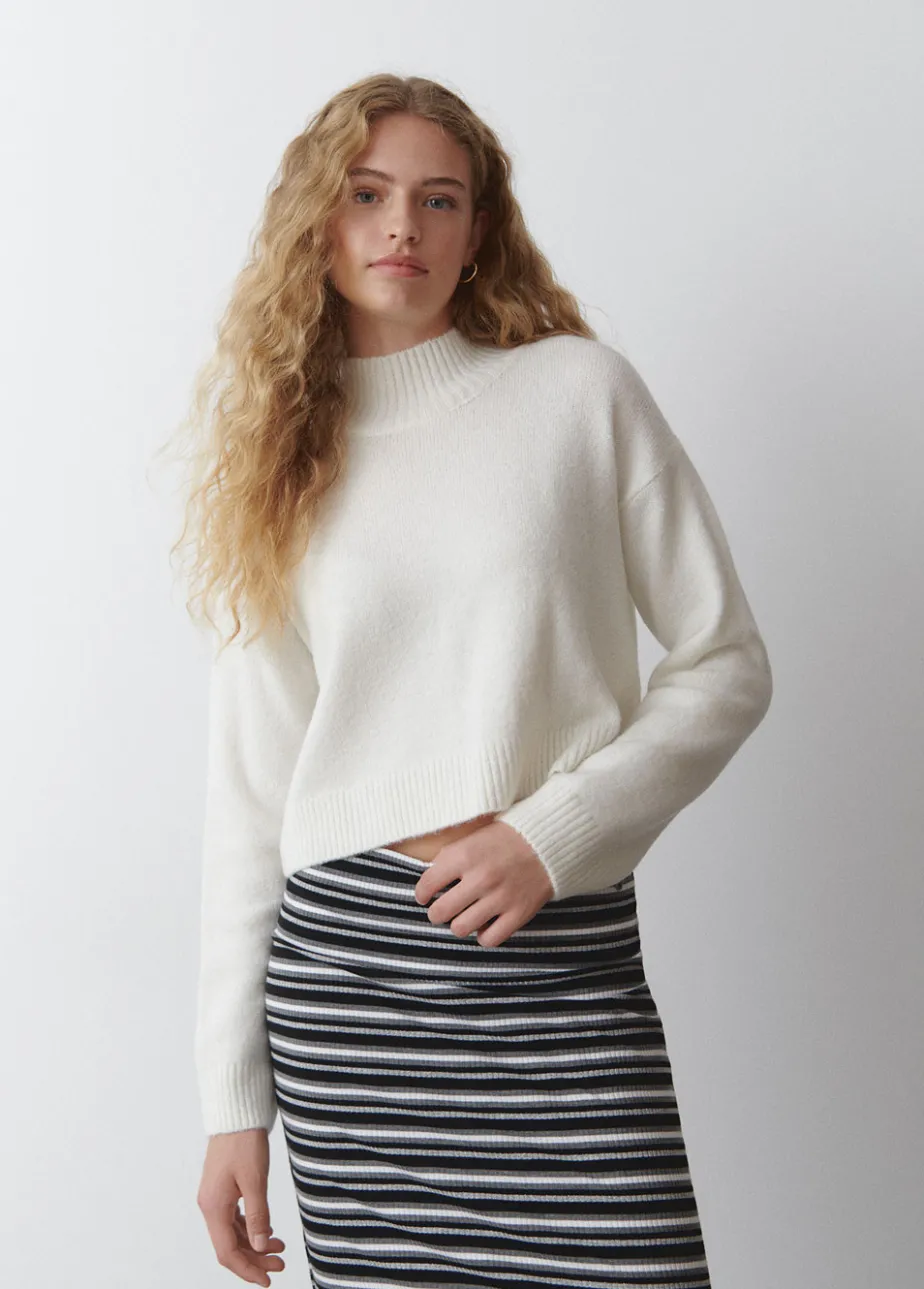 Mujer Brownie Spain Jerséis-Jersey Cuello Alto Cropped Crudo