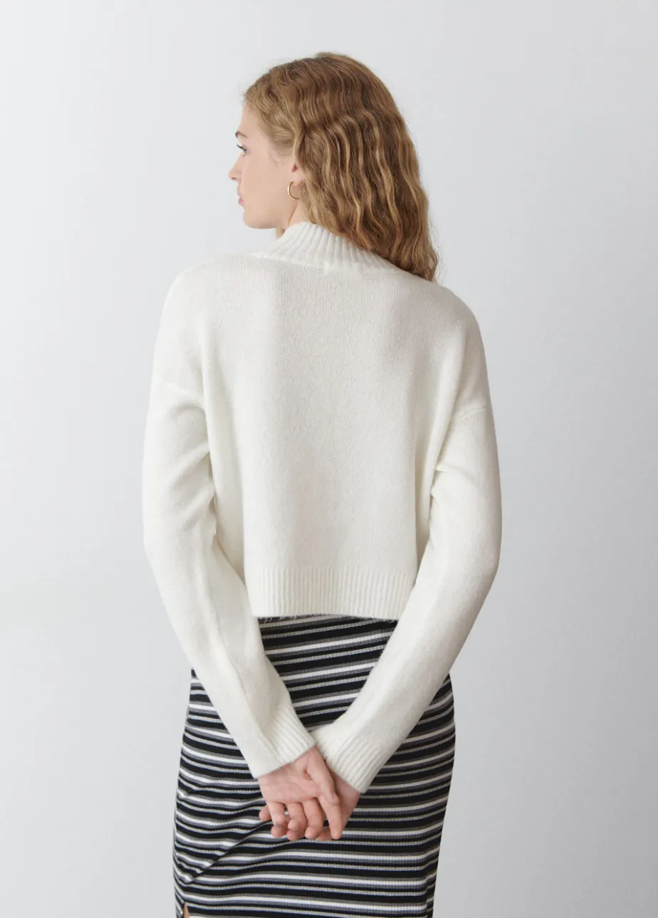 Mujer Brownie Spain Jerséis-Jersey Cuello Alto Cropped Crudo