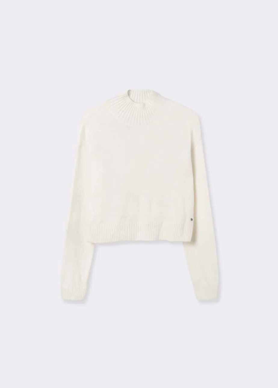 Mujer Brownie Spain Jerséis-Jersey Cuello Alto Cropped Crudo