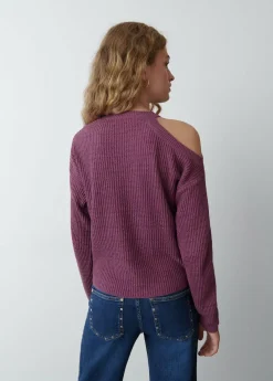 Mujer Brownie Spain Jerséis-Jersey Cut Out Hilo Metalizado Berenjena