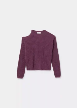 Mujer Brownie Spain Jerséis-Jersey Cut Out Hilo Metalizado Berenjena