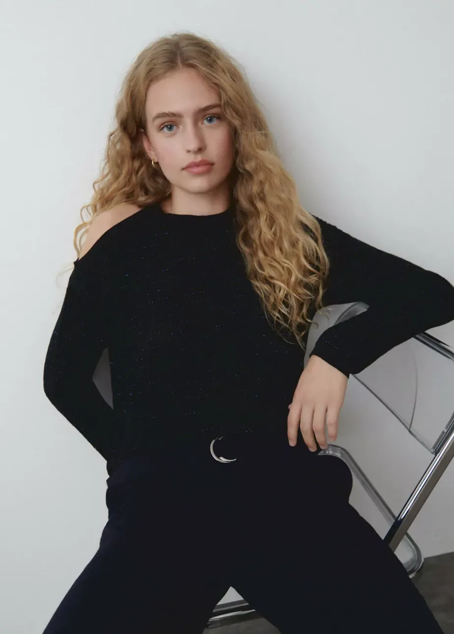 Mujer Brownie Spain Jerséis-Jersey Cut Out Hilo Metalizado Negro