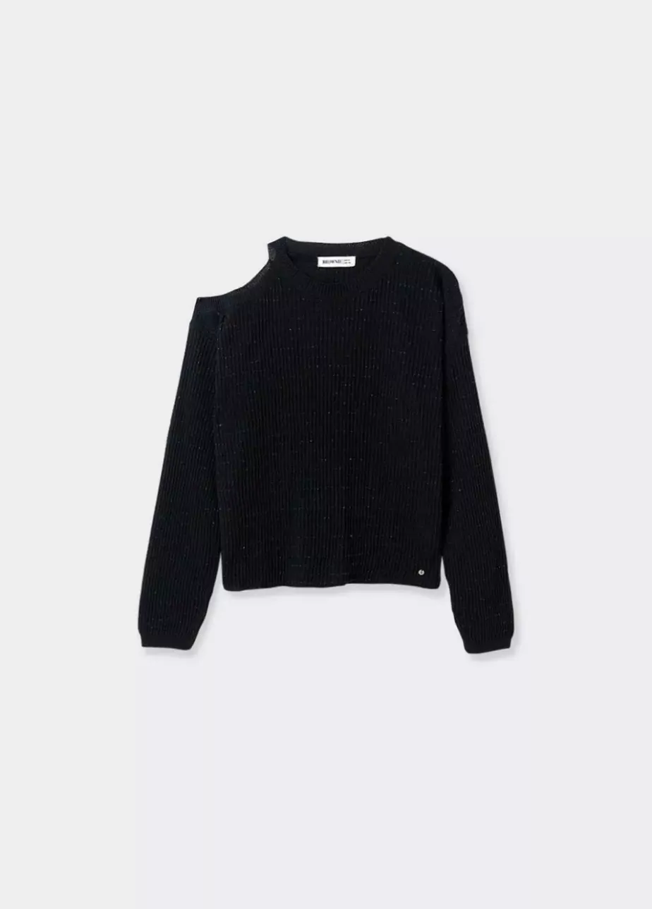 Mujer Brownie Spain Jerséis-Jersey Cut Out Hilo Metalizado Negro