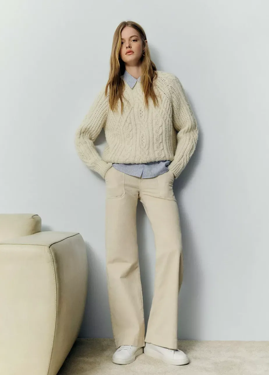 Mujer Brownie Spain Jerséis-Jersey Trenzas Cuello Redondo