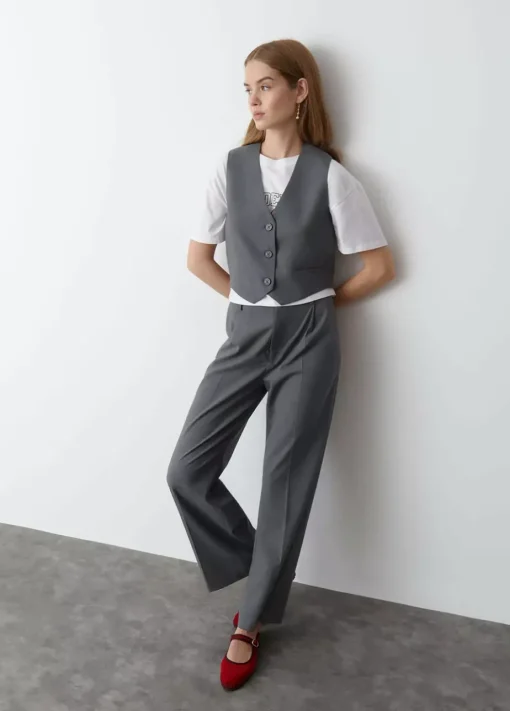 Mujer Brownie Spain Pantalones-Pantalon Ancho Pinzas