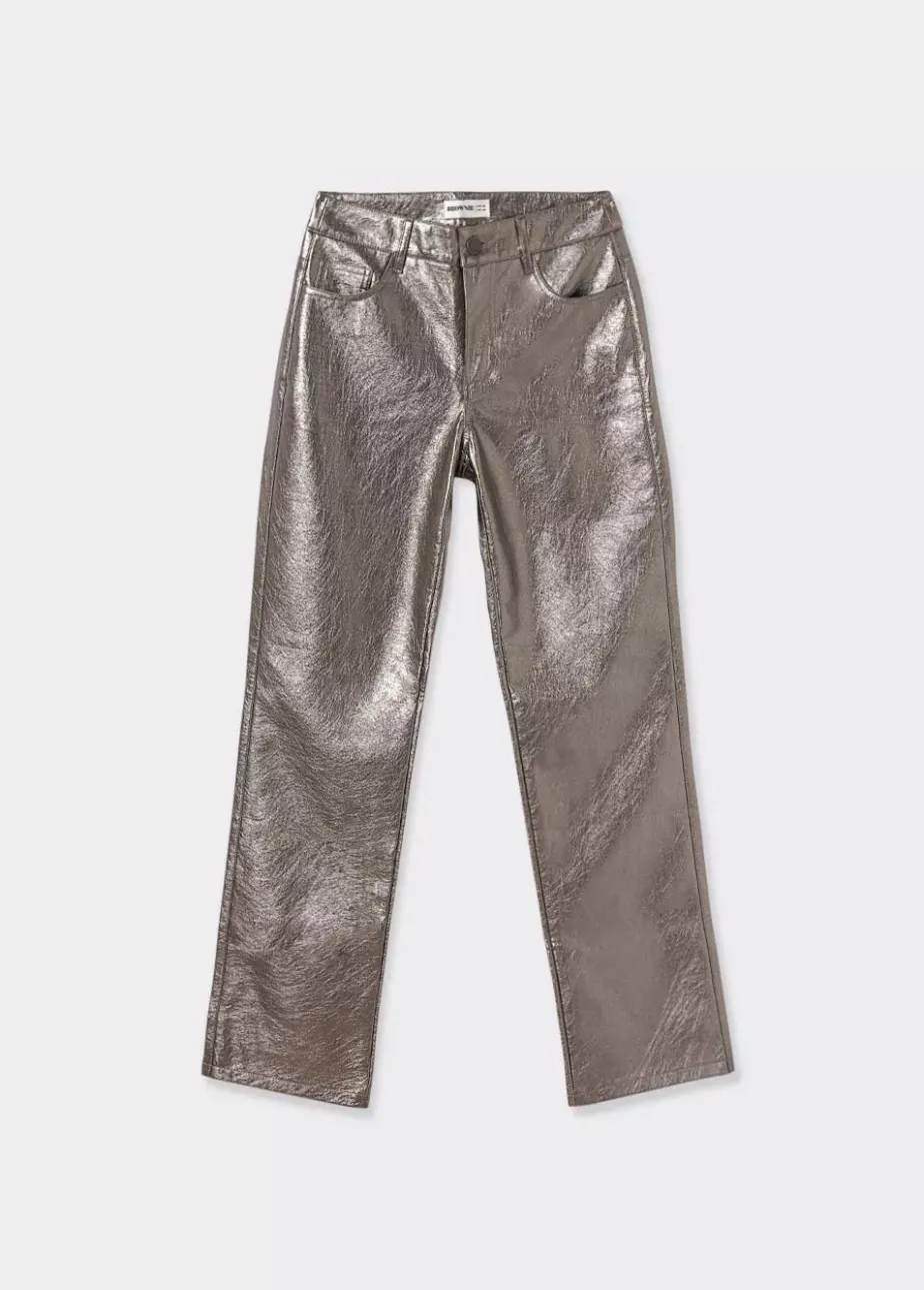 Mujer Brownie Spain Pantalones-Pantalon Metalizado Efecto Piel